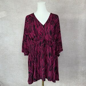 Dear Scarlett Pink and Black Zebra Print Dress/Shirt with Empire Waist